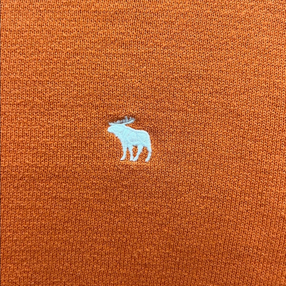 Abercrombie & Fitch Sweatshirt M Orange Moose Graphic Logo Crewneck Soft Preppy - Picture 4 of 10